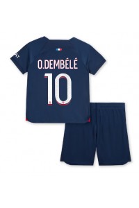 Paris Saint-Germain Ousmane Dembele #10 Jalkapallovaatteet Lasten Kotipeliasu 2023-24 Lyhythihainen (+ Lyhyet housut)